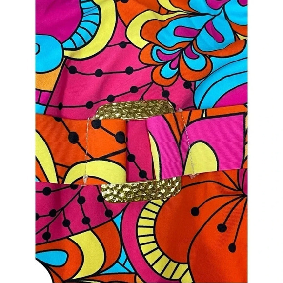 PALMS AWAY BRIGHT FLORAL BELTED ONE PIECE SWIMSUIT VIBRANT NWOT WOMEN SIZE SMALL - Picture 3 of 9